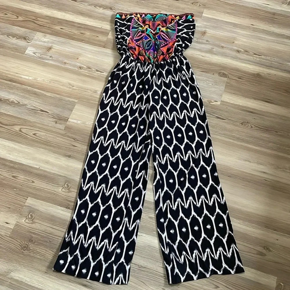 Trina Turk X INC International Concepts Tribal Print strapless Jumpsuit Size S - Picture 2 of 12